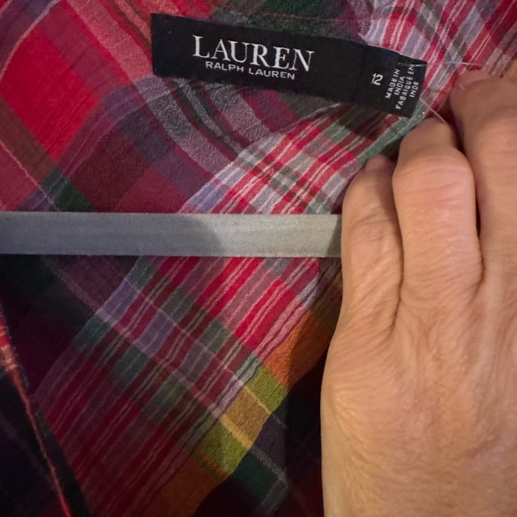 Ralph Lauren plaid crinkle, cotton sleeveless wrap dress size 12 - Picture 4 of 11